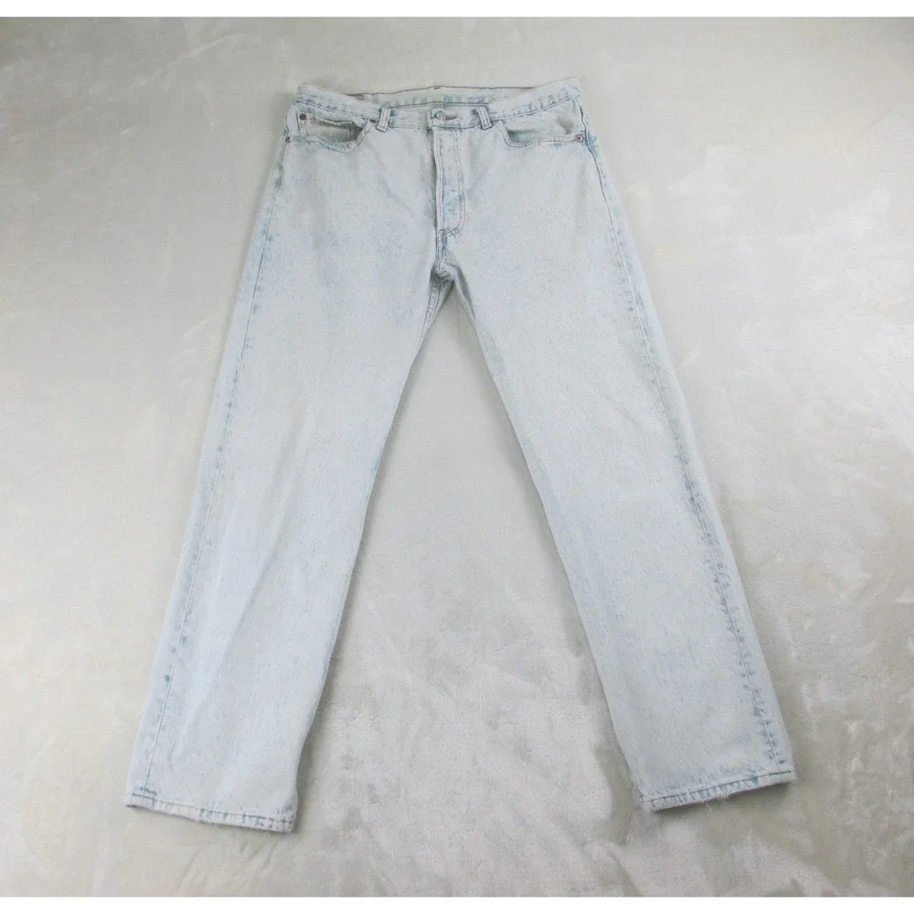 VINTAGE Levi's 501 Pants Mens 38 Blue Denim Jeans Straight Buttonfly‎ Stonewash*